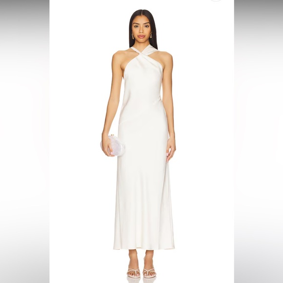 Lucile Draped Maxi Dress in Bone - Picture 1 of 3